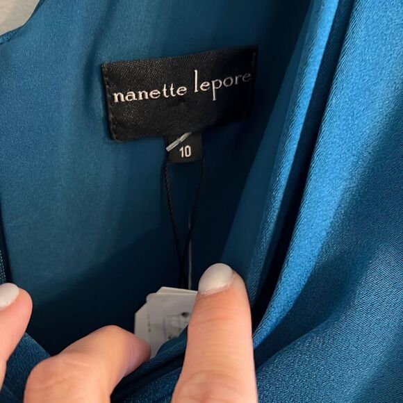 NWT Nanette Lepore Stella Blue Shift Dress, Dark Teal, Size 10 - Picture 6 of 9